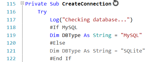 MySQL is selected