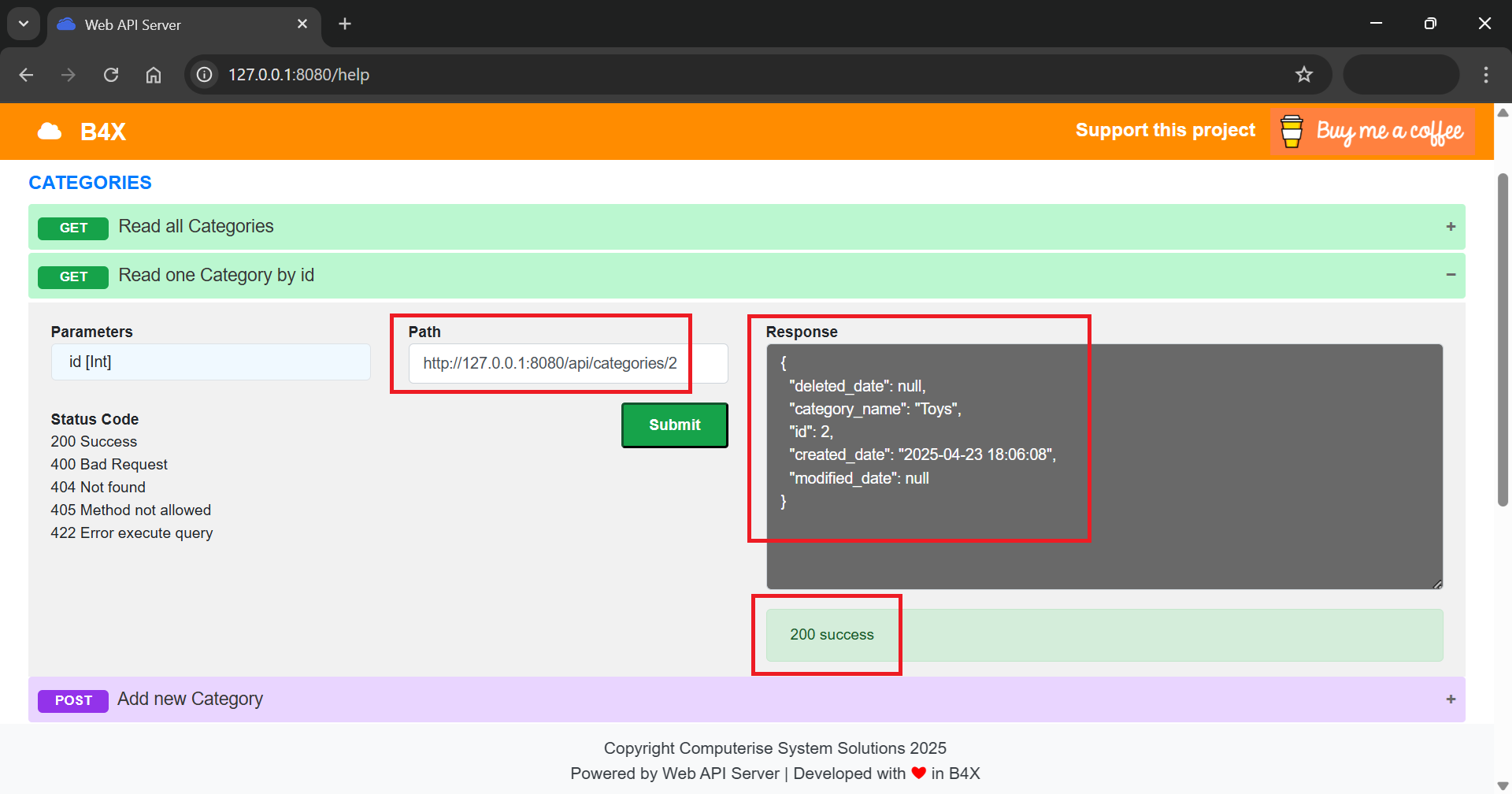 JSON Response Success
