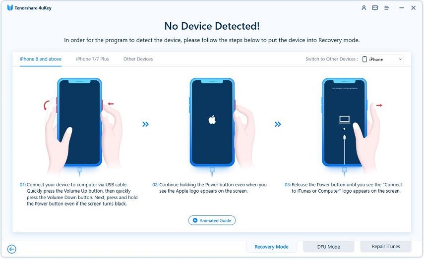 enter recovery mode - 4uKey guide